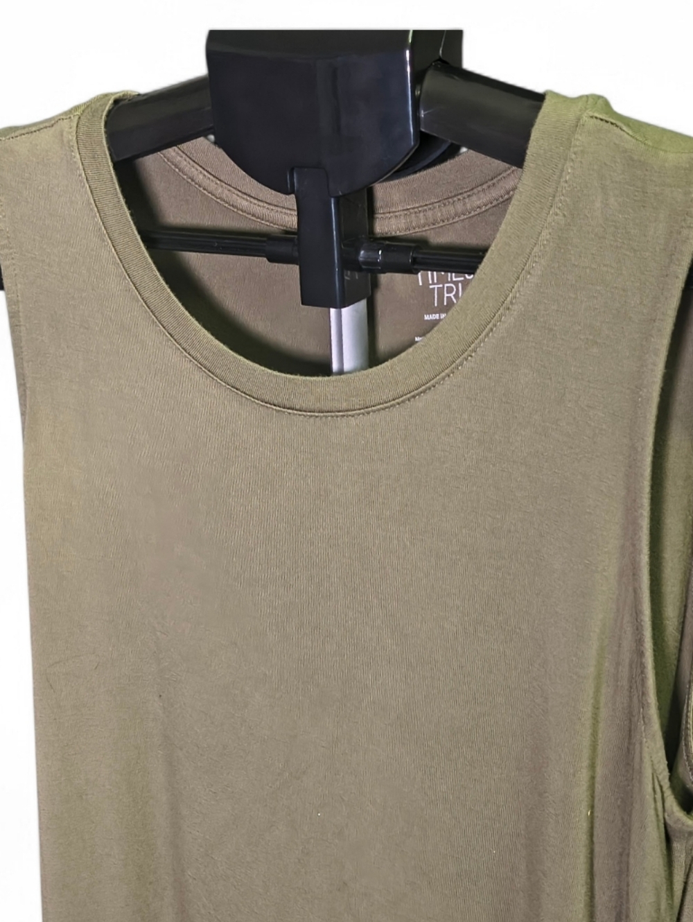 Time and Tru Olive Green Tank Maxi Dress Large Stretchy Sleeveless Casual - Picture 6 of 7